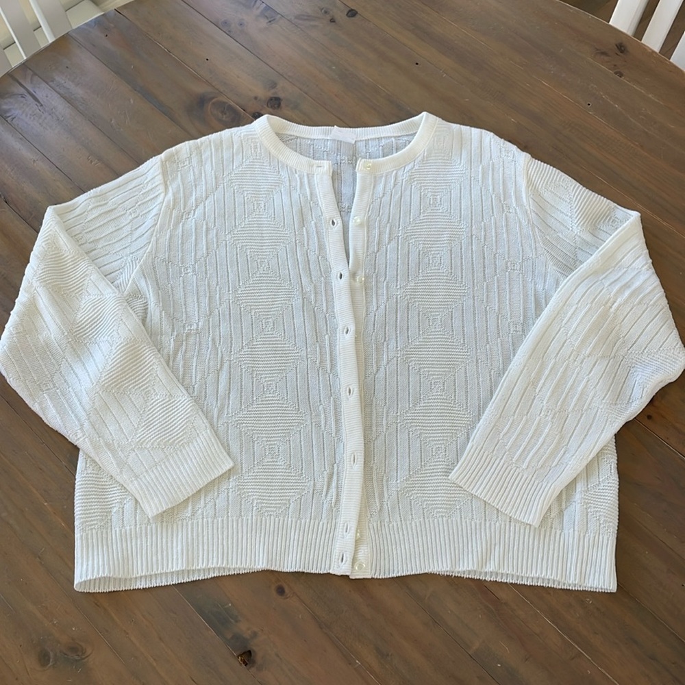 Classic Women's White Knit Cardigan Sweater